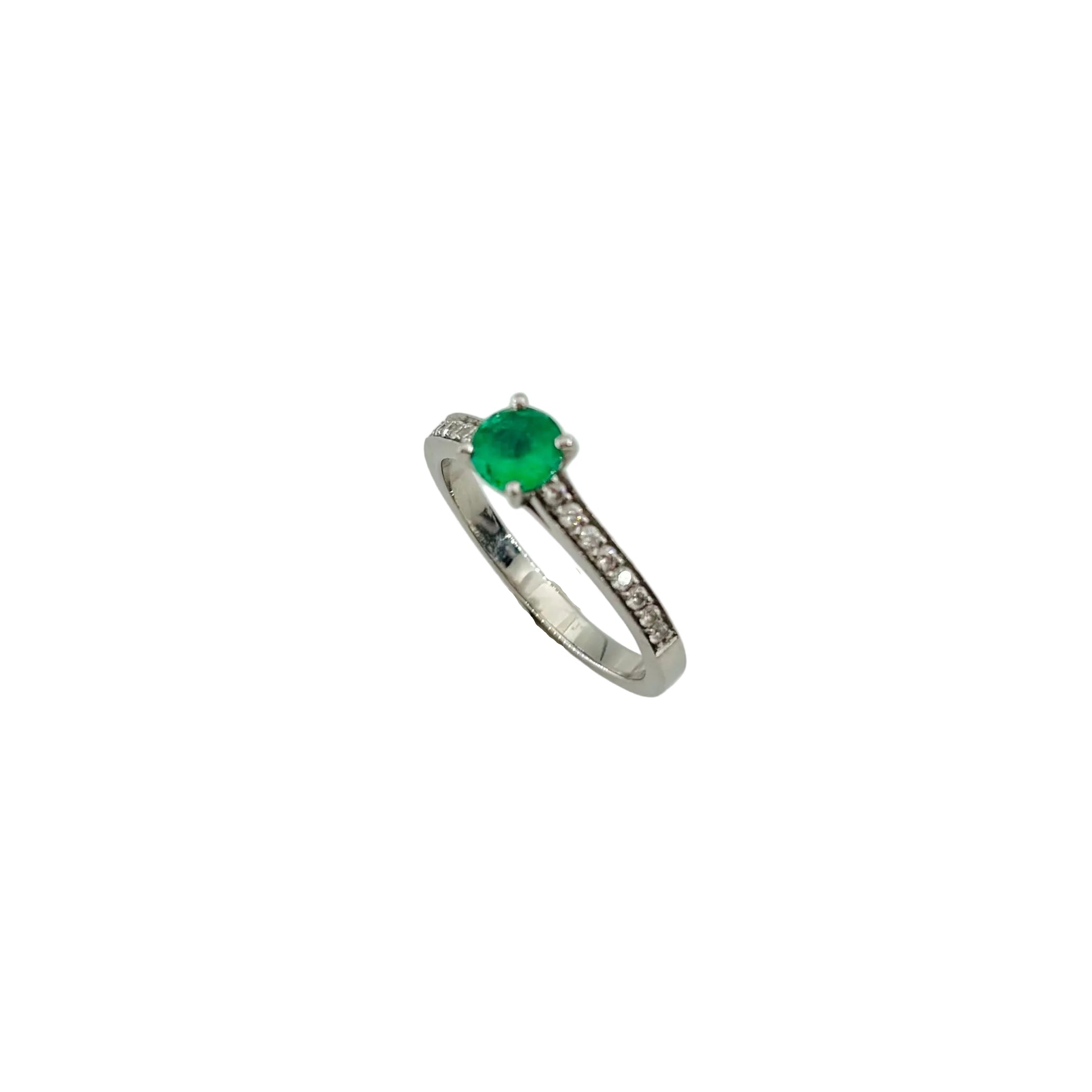 GEMMYO "Little Lady Pave" Solitaire Ring in Platinum, Emerald, and Diamonds