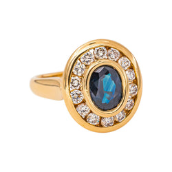 Pompadour Ring in Yellow gold with Sapphire