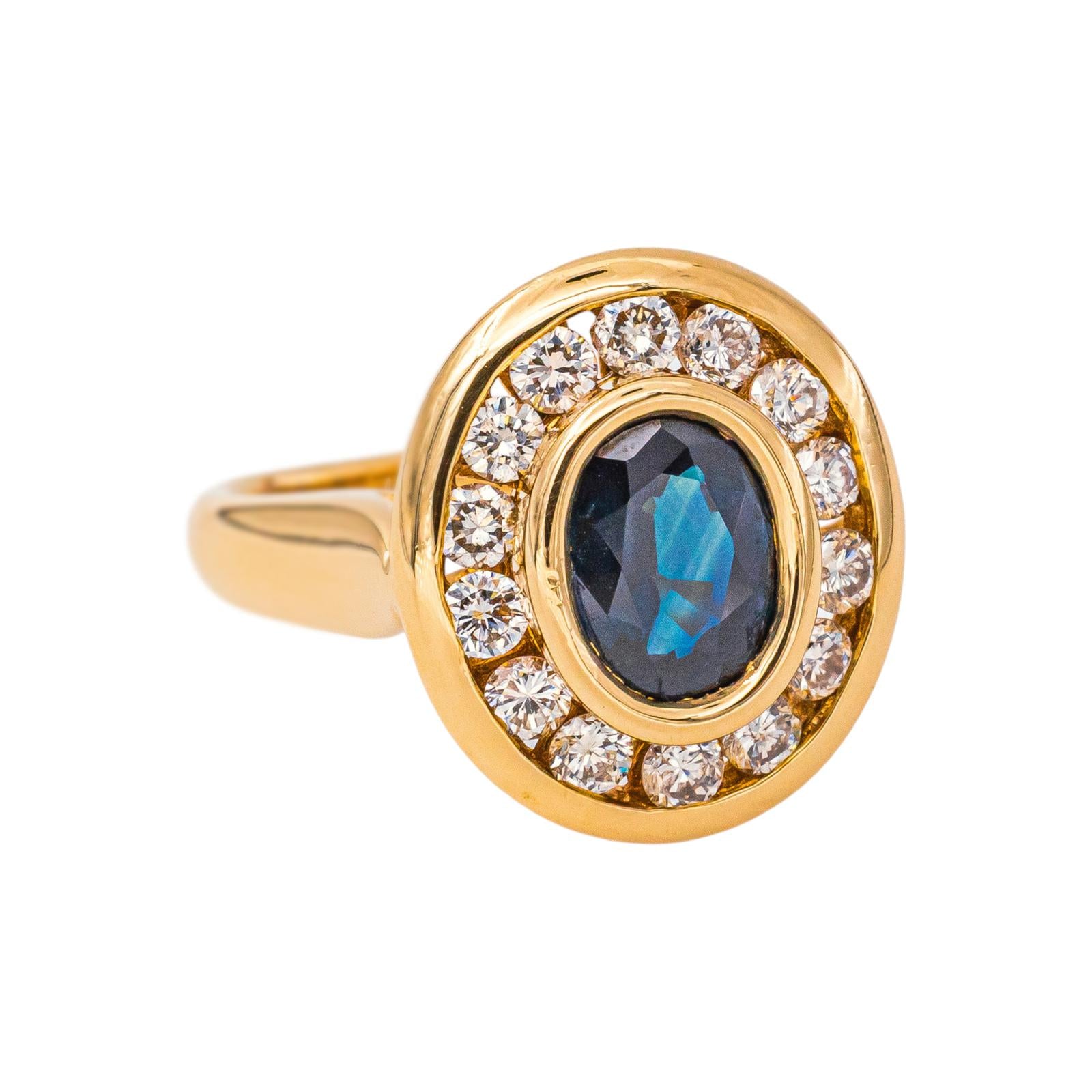 Pompadour Ring in Yellow gold with Sapphire