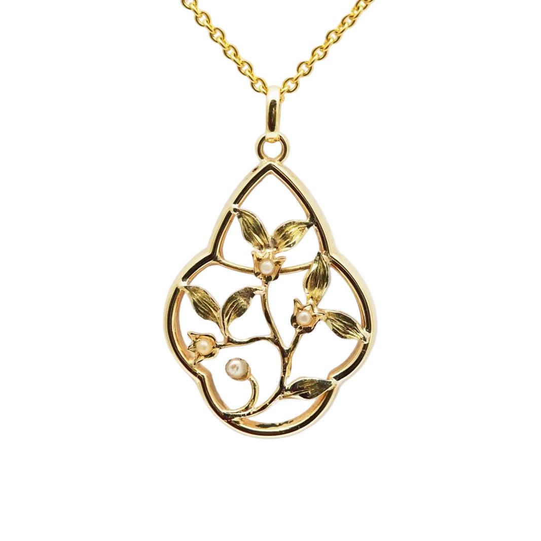 Yellow Gold and Pearl Pendant