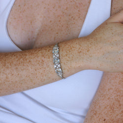 Bracelet en or blanc, aigues-marines et diamants
