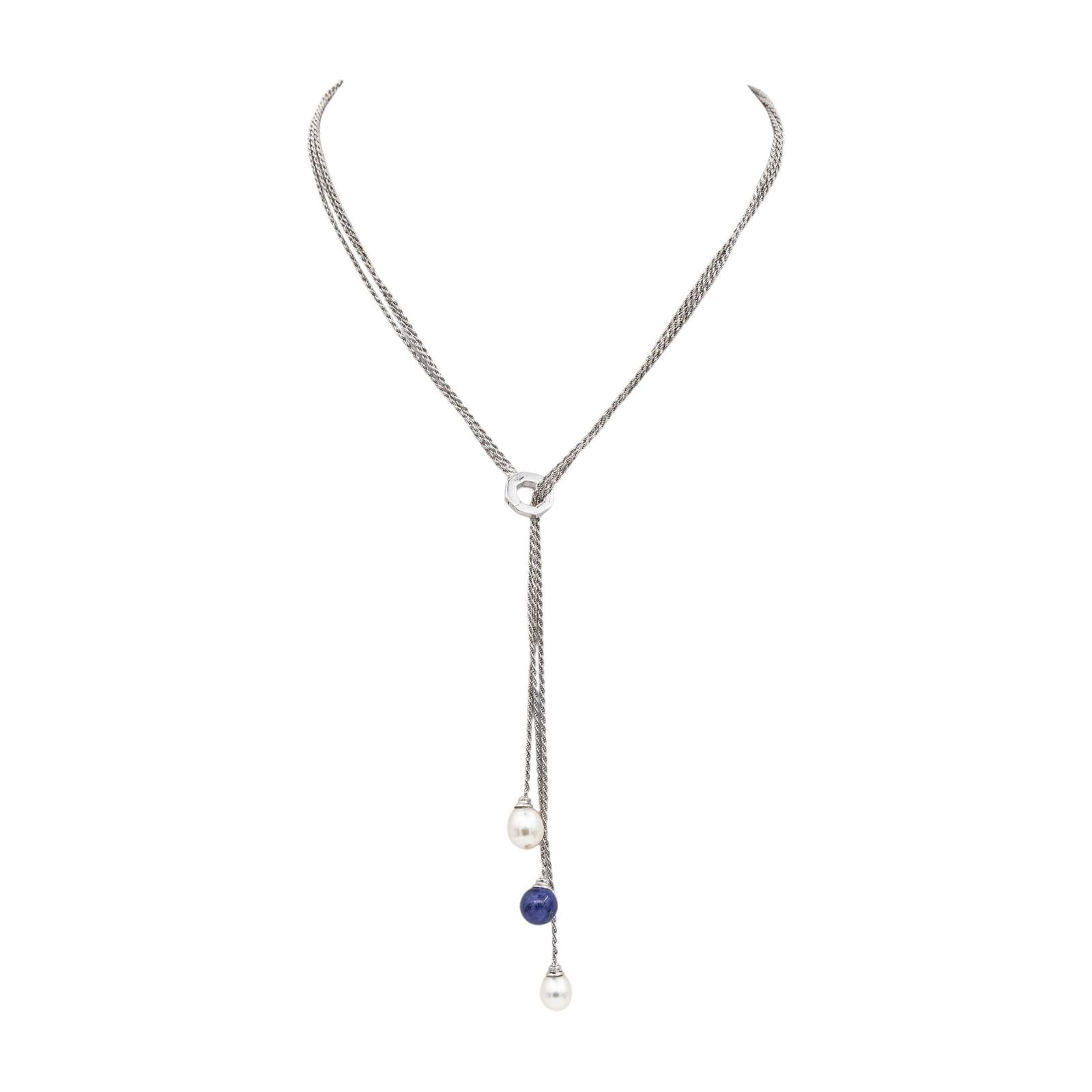 Collier Négligé Or blanc Perles