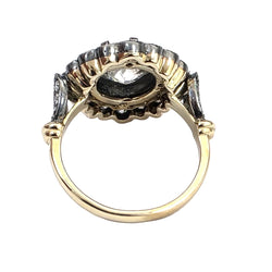 Entourage Ring in yellow gold, silver, and diamonds