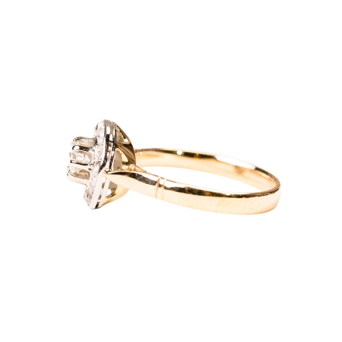 Entourage Ring in yellow gold, Platinum, and Diamonds