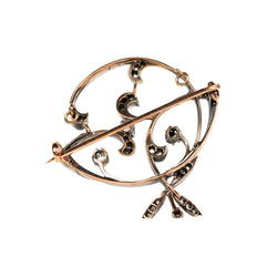 Brooch made of white gold, yellow gold, and diamonds