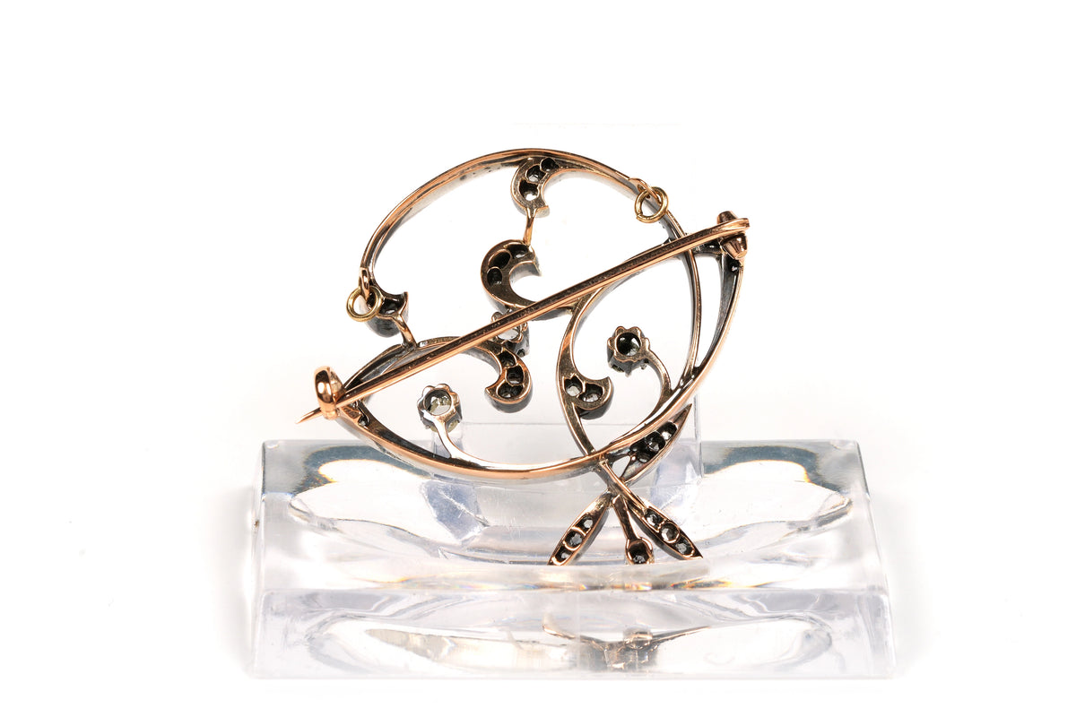 Broche Épingle en or blanc, or jaune et diamants