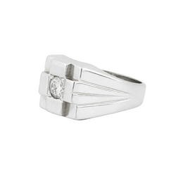 White Gold and Diamond Signet Ring