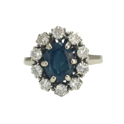 Marguerite Ring in White Gold, Sapphire, and Diamonds