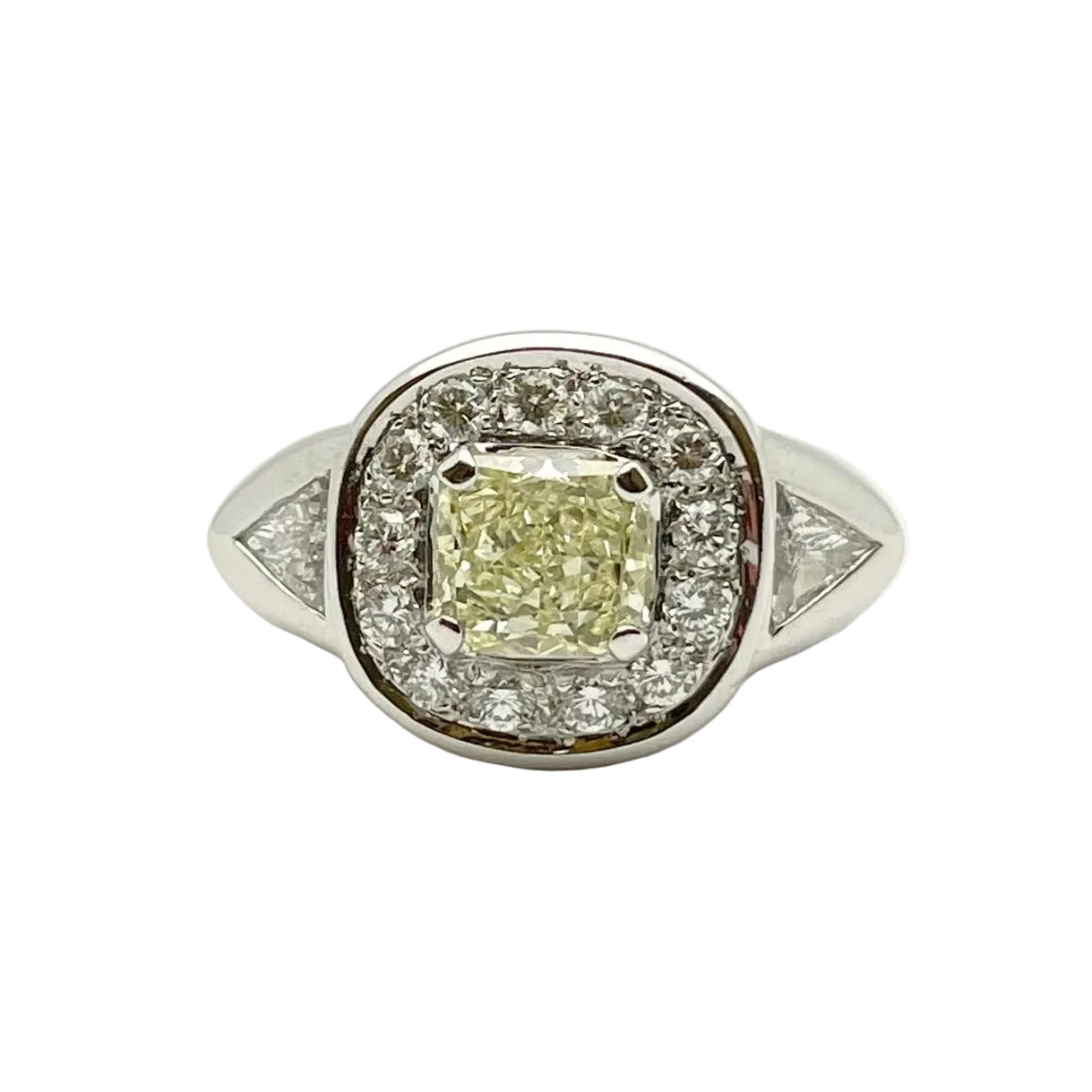 White Gold Signet Ring with Diamonds