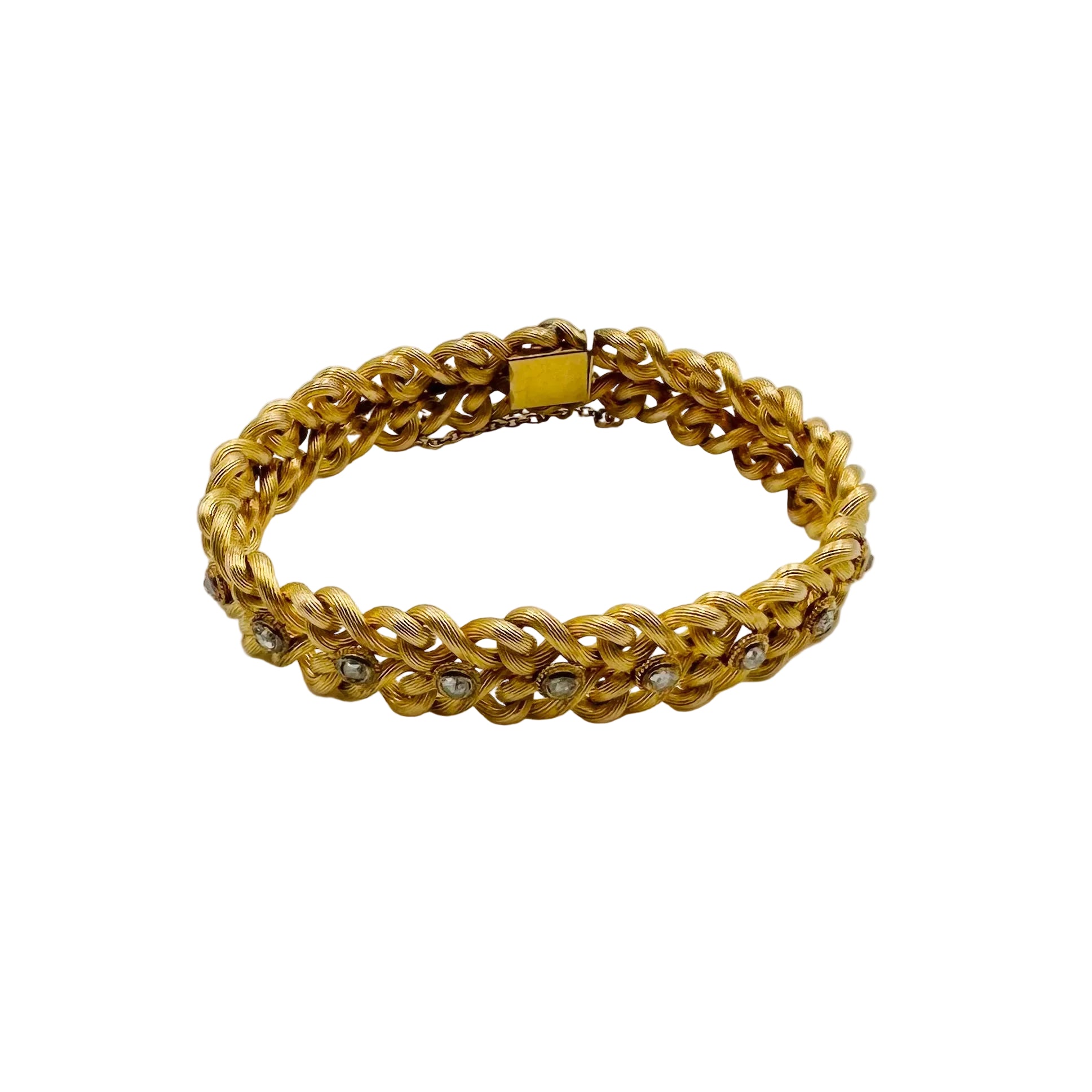 Bracelet Braided in yellow gold and diamonds