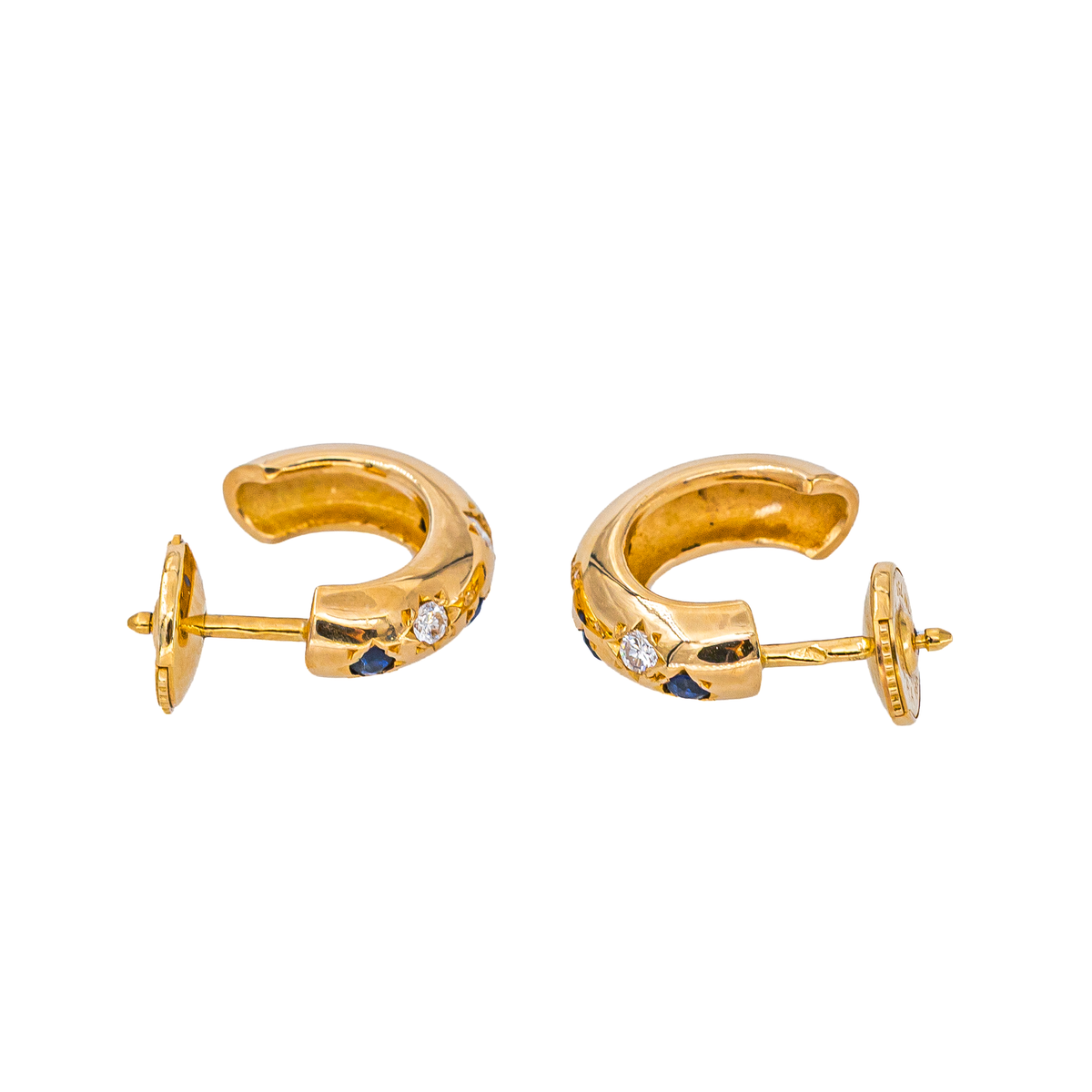 Hoop earrings Yellow gold Sapphire