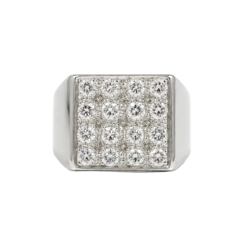 White Gold Signet Ring with Diamonds