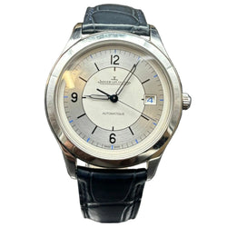 JAEGER-LECOULTRE "Master Control Date" Watch in Steel, Silver, and Leather