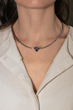 Collier Or blanc Saphir rose