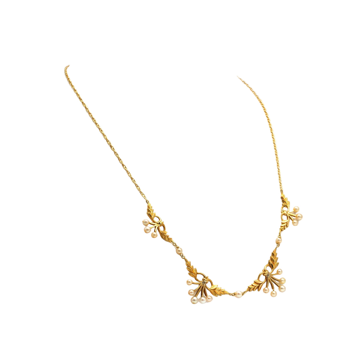 Drapery Necklace in Yellow Gold and Pearls