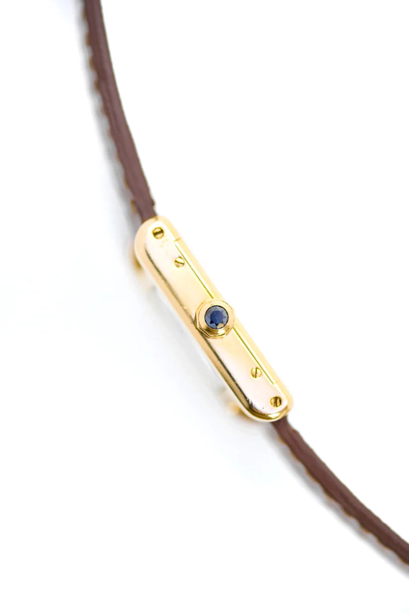 CARTIER "Tank" Watch in Yellow Gold and Leather