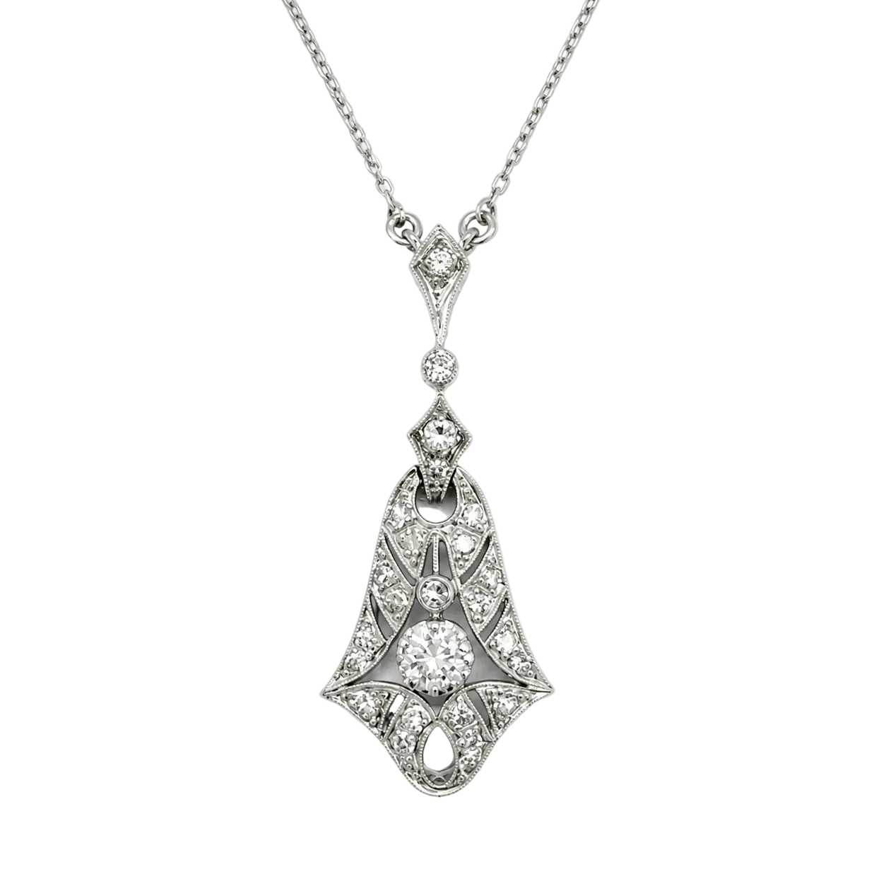 White Gold and Diamond Pendant Necklace