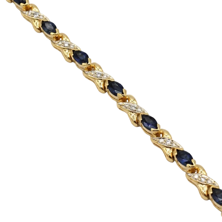 "Ligne" Bracelet in Yellow Gold, Sapphires, and Diamonds
