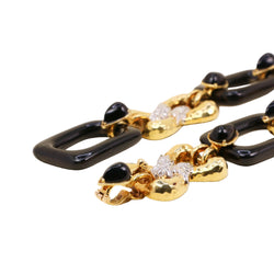 Convertible Yellow Gold Link Necklace with Onyx and Diamonds