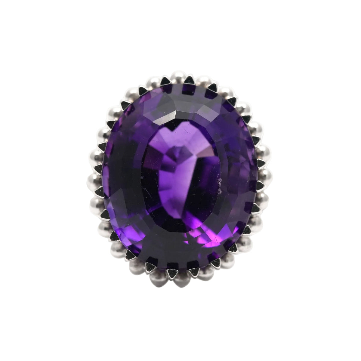 White Gold and Amethyst Cocktail Ring