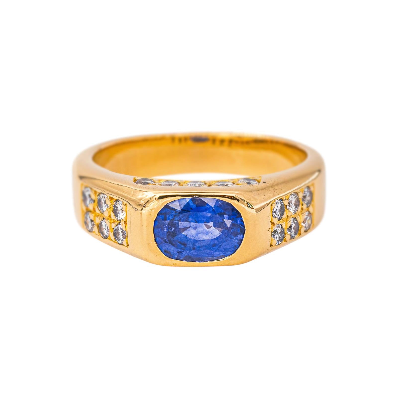 Bague Bandeau Or jaune Saphir