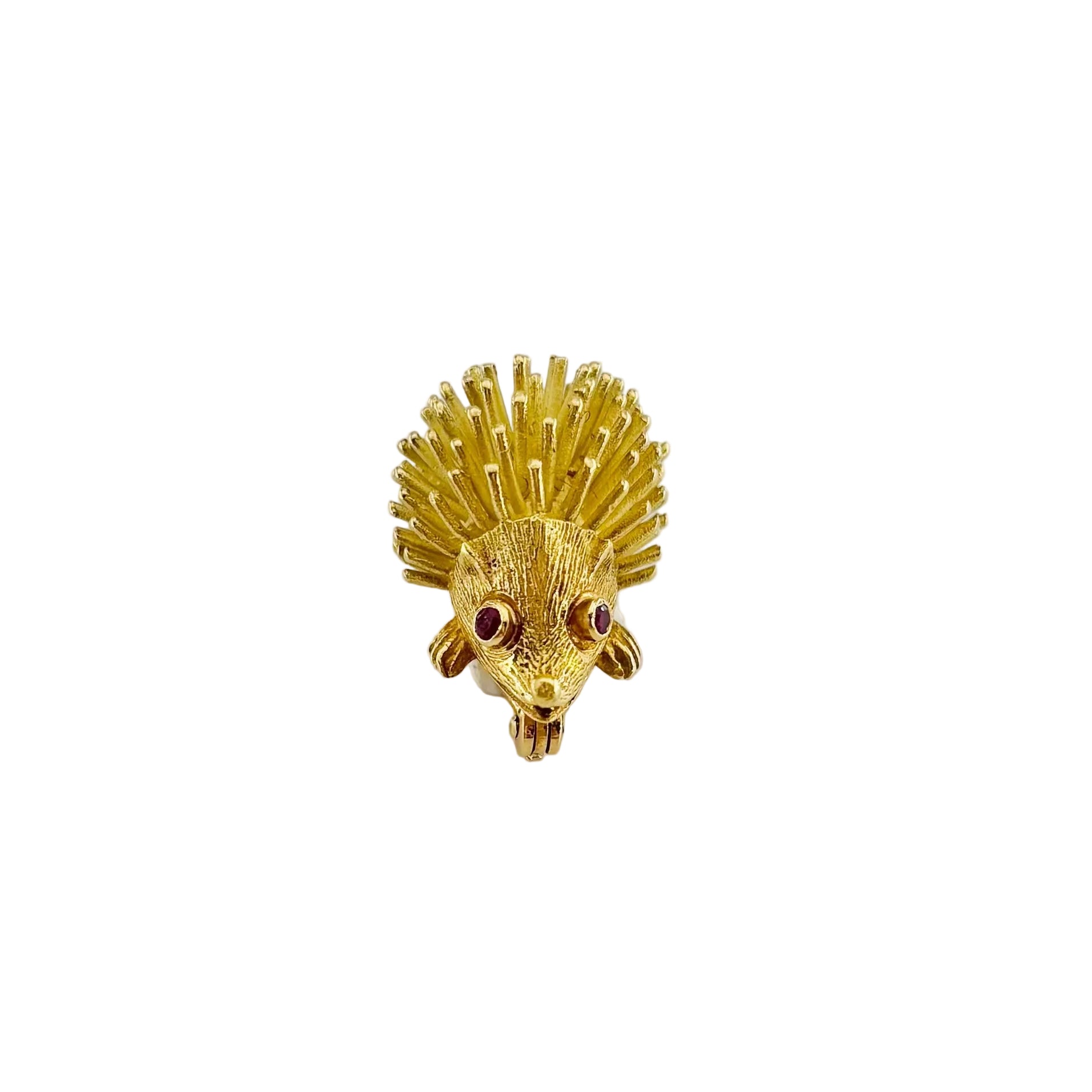 Yellow Gold and Ruby Hedgehog Brooch