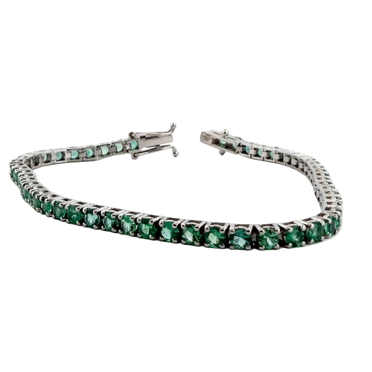 "Ligne" Bracelet in White Gold and Emeralds