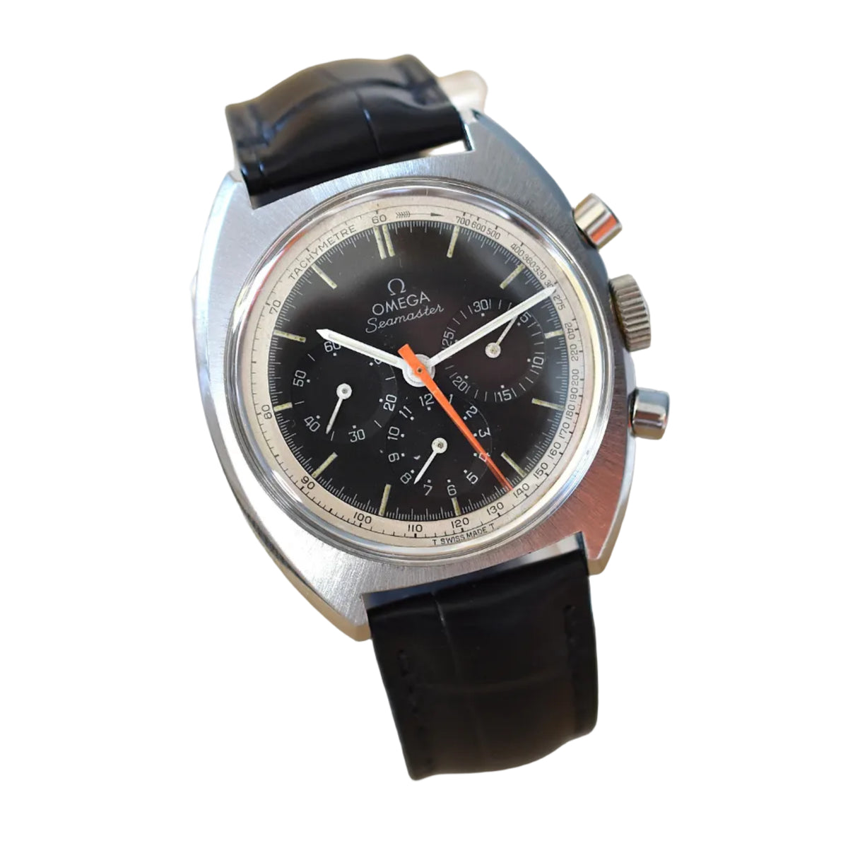 OMEGA "Seamaster" watch in steel and leather