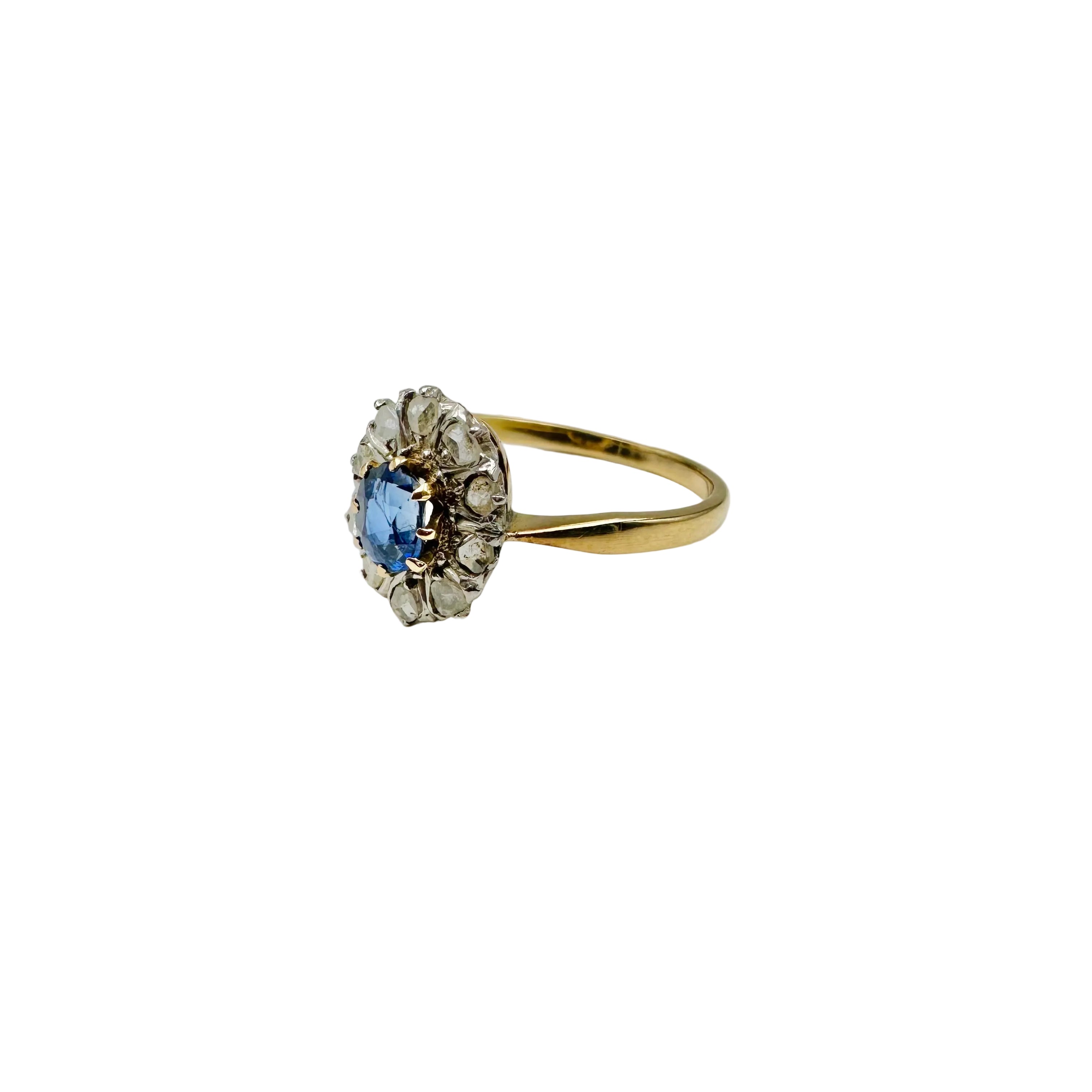 Ring Marguerite in yellow gold, white gold, sapphire and diamonds