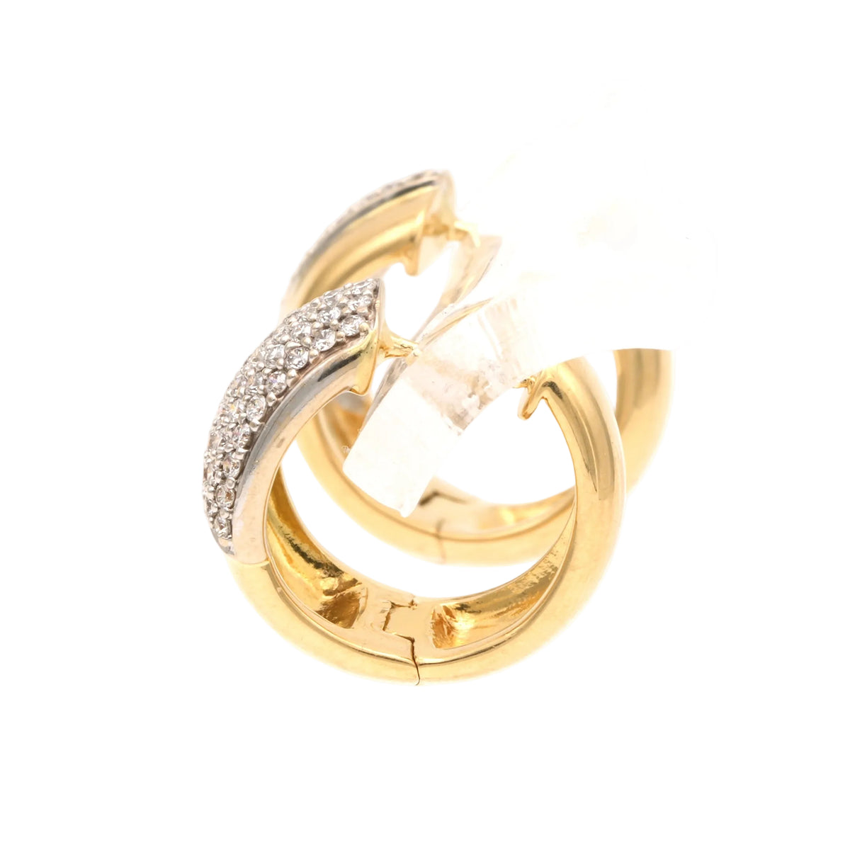 Yellow Gold and Diamond Hoop Earrings