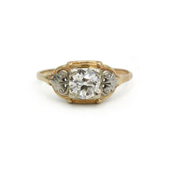 Colored Gold and Diamond Solitaire Ring