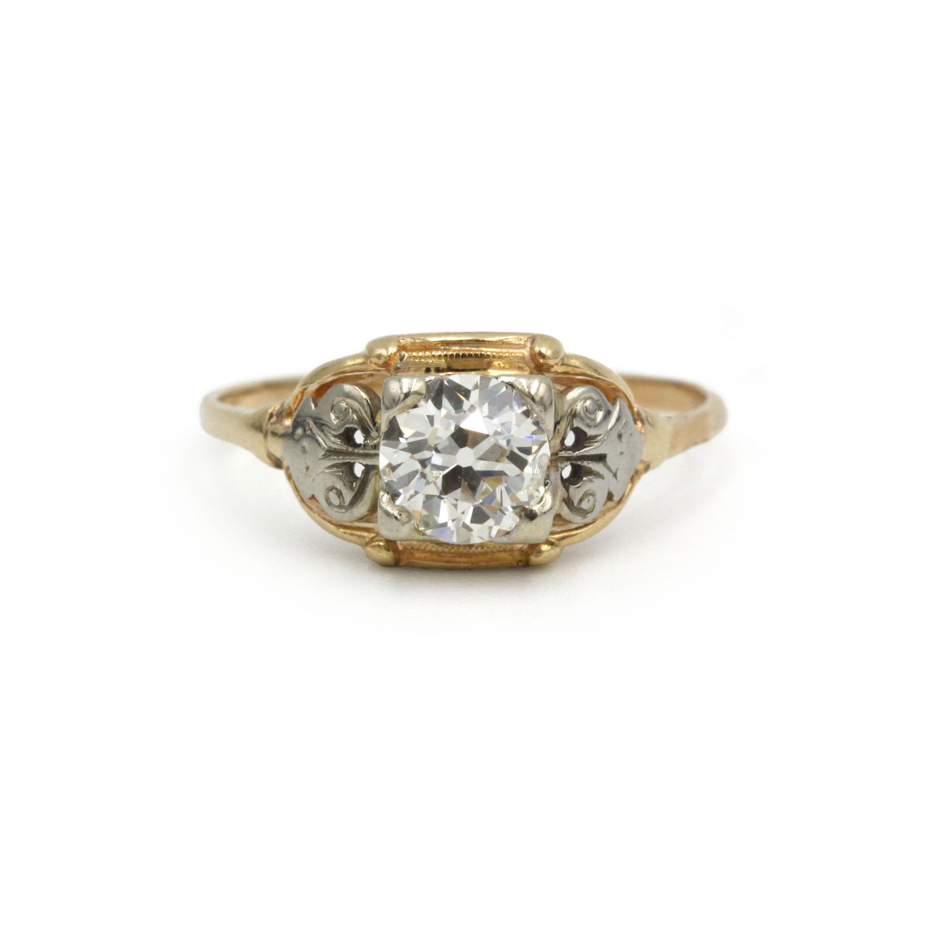 Colored Gold and Diamond Solitaire Ring