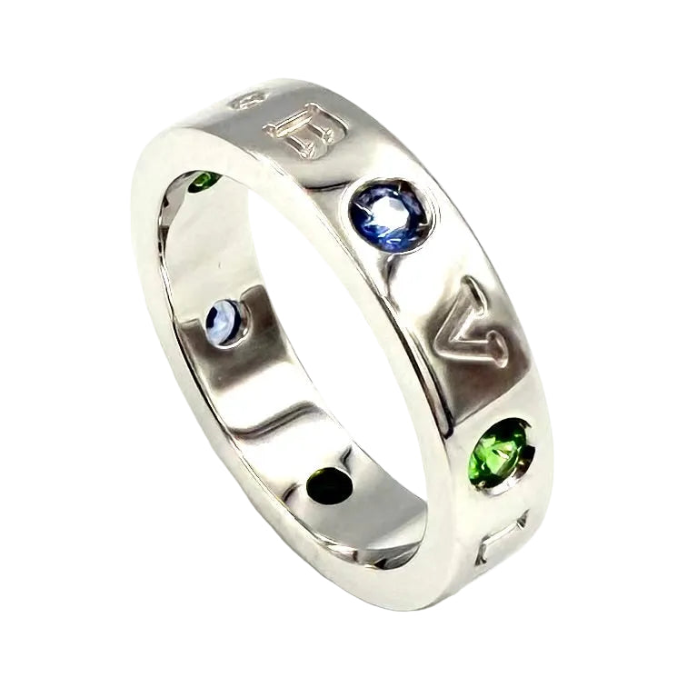 BULGARI "Roman Sorbet" Ring in white gold, garnets, sapphires and diamonds
