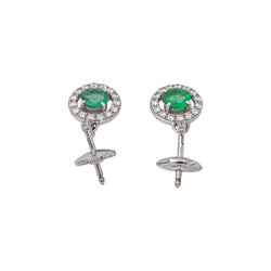White gold Emerald Drop Earrings