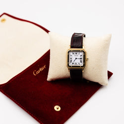 Montre CARTIER Santos-Dumont en or jaune et cuir