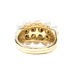 Bague Cocktail Pearl Moon en or jaune, perles et diamants