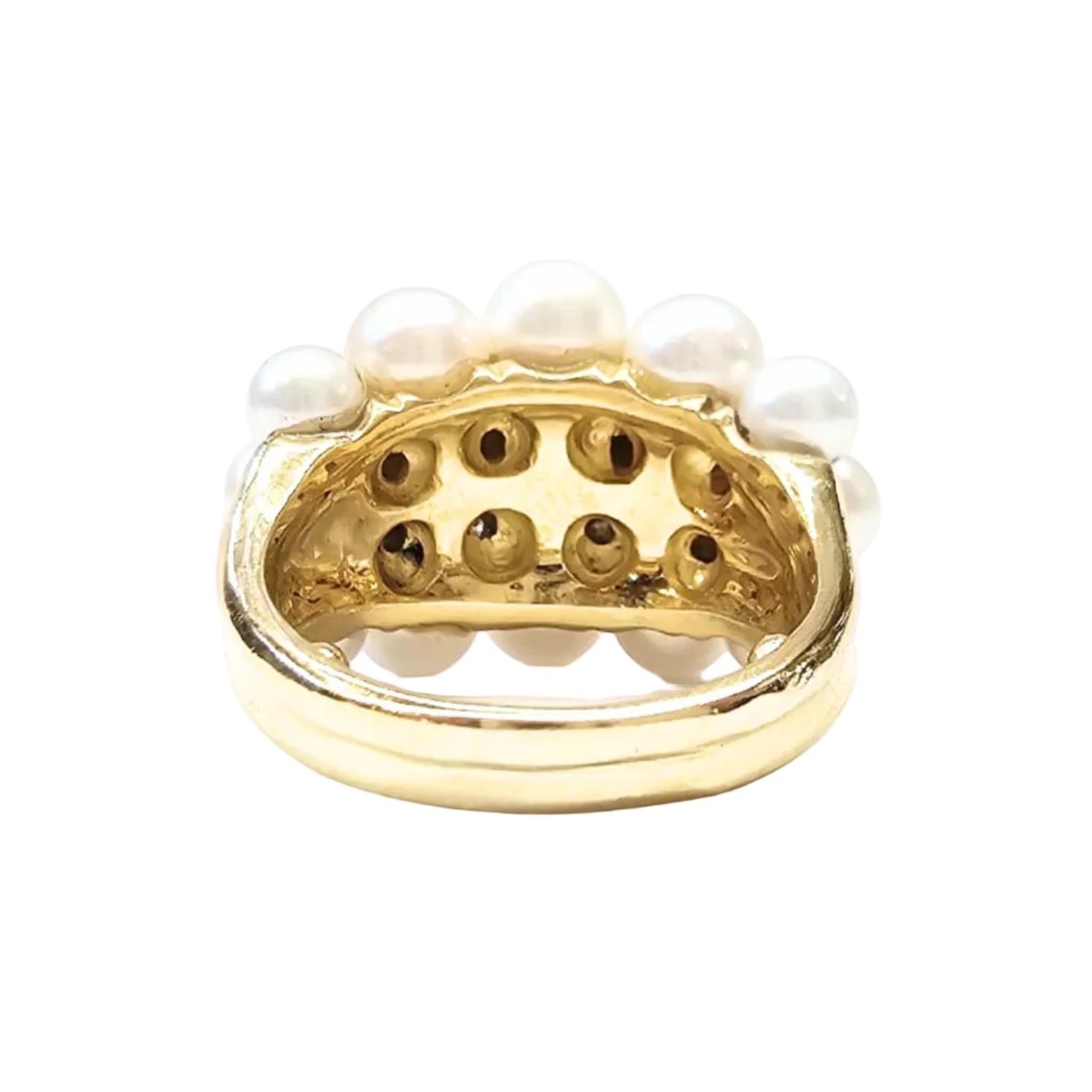 Bague Cocktail Pearl Moon en or jaune, perles et diamants