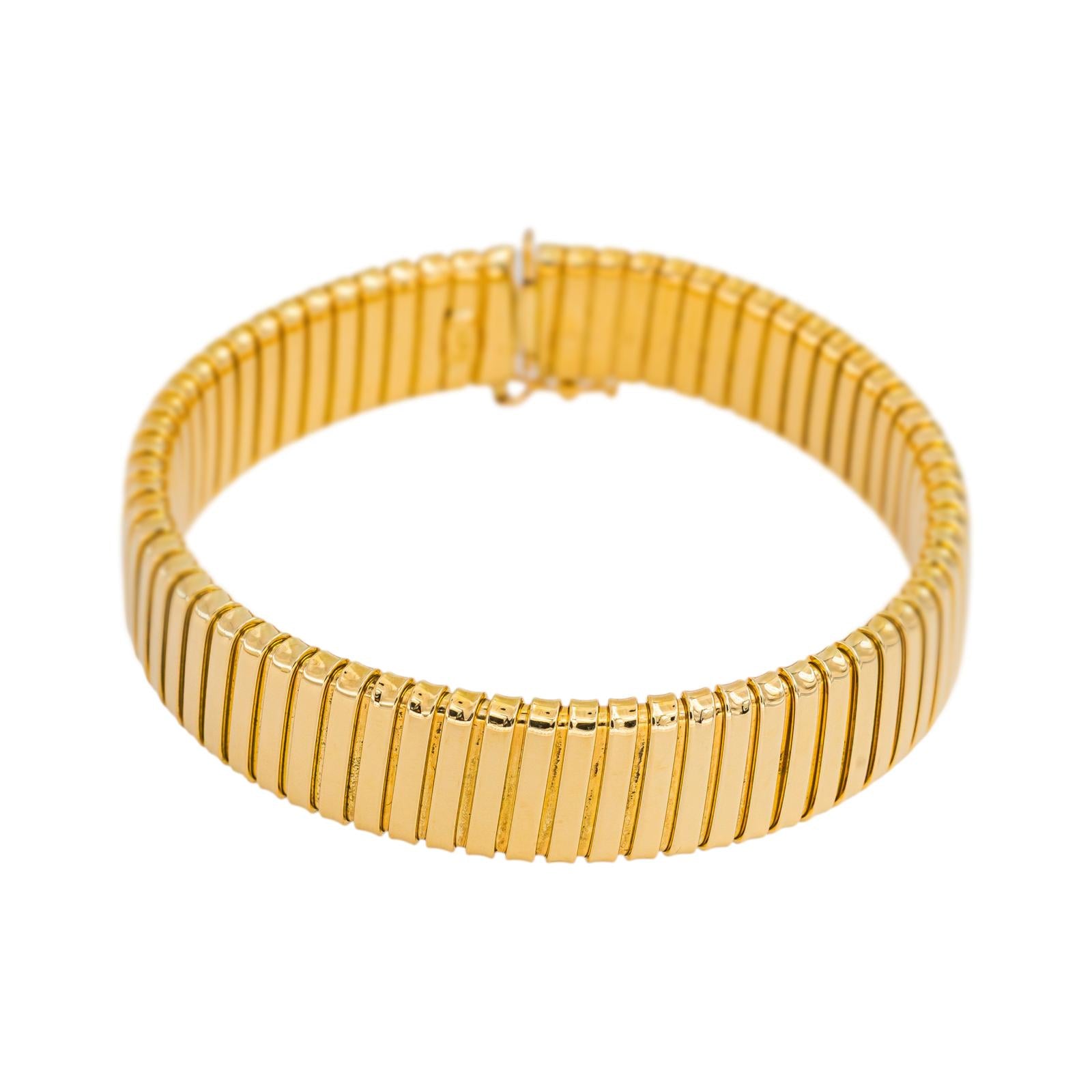 Yellow Gold Tubogas Link Bracelet