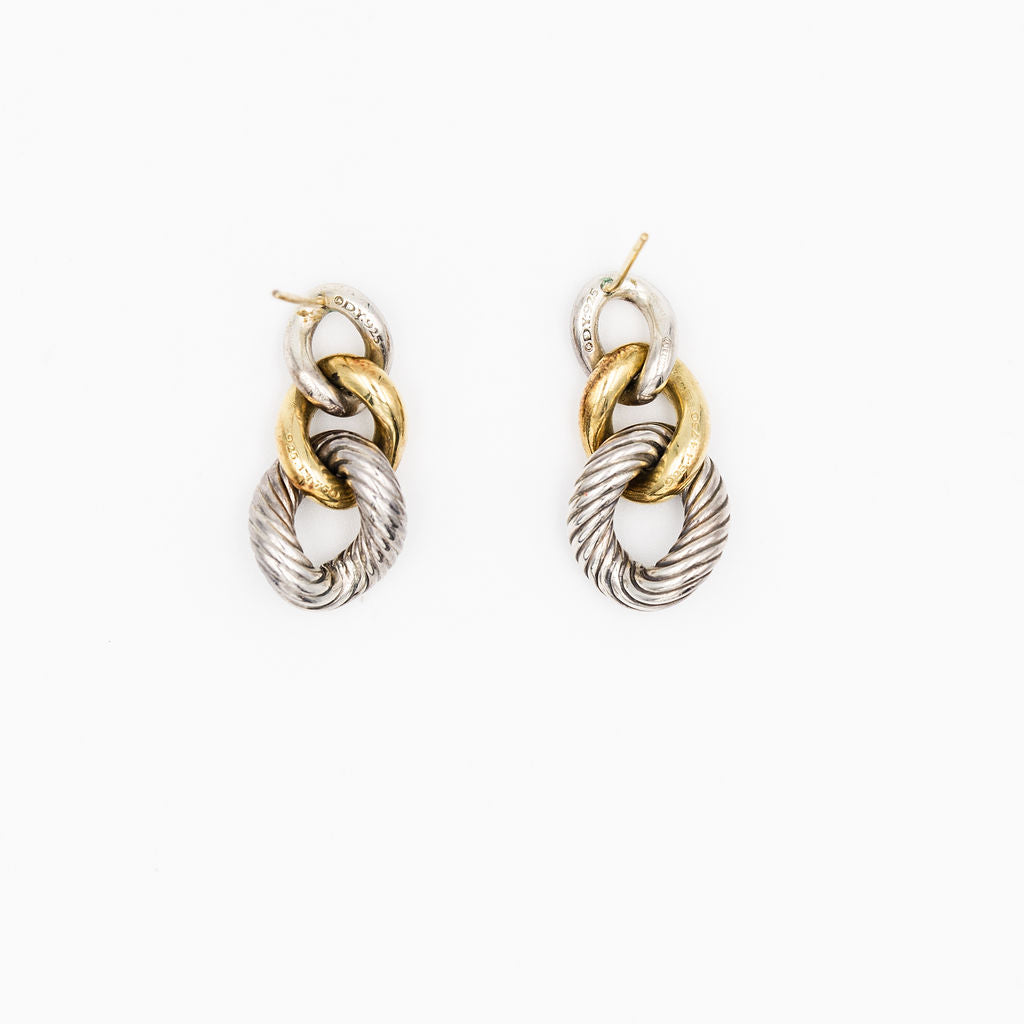 DAVID YURMAN dangling earrings in yellow gold and silver