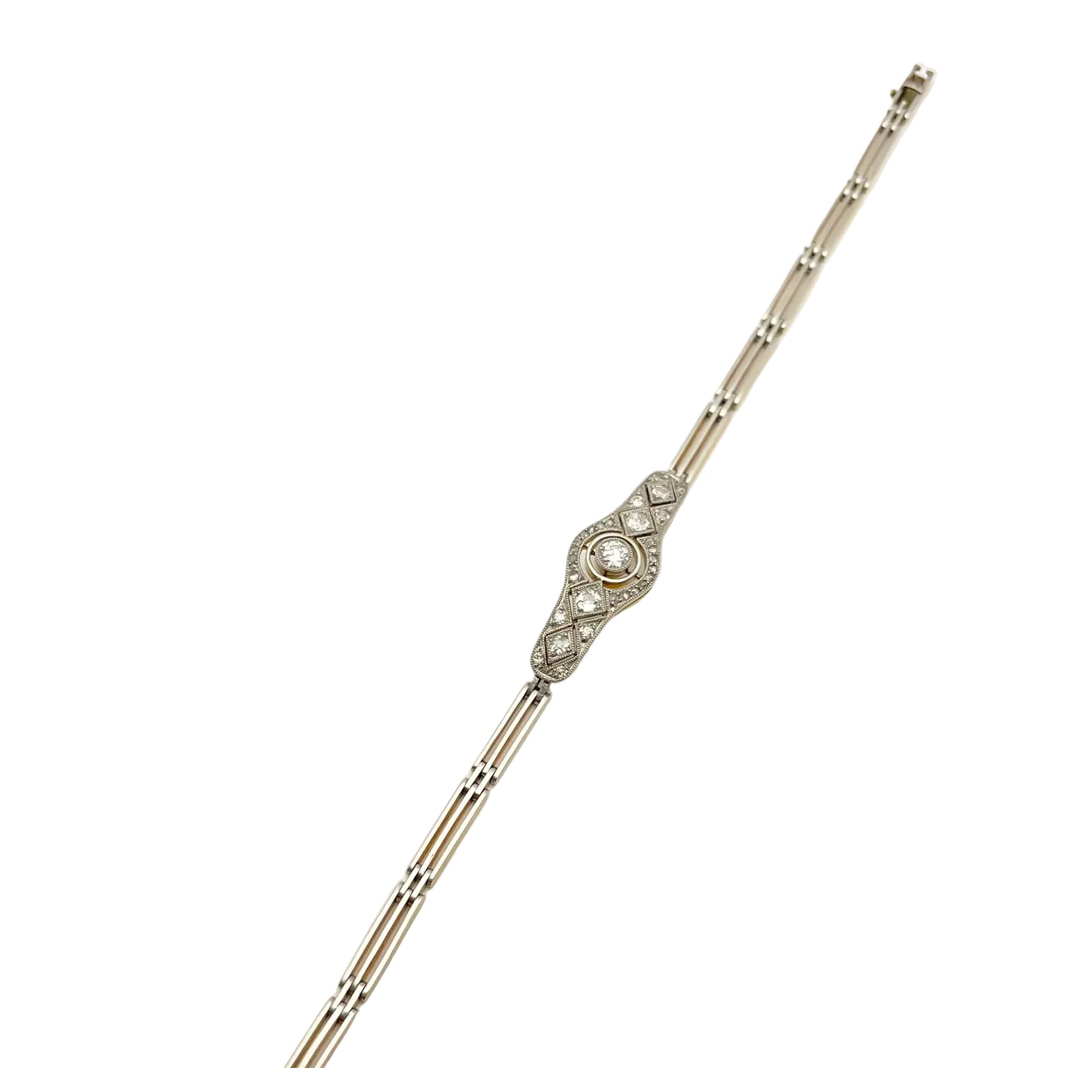 White gold, yellow gold, and diamond bracelet