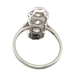 Trilogy Ring in White Gold, Enamel, and Diamonds