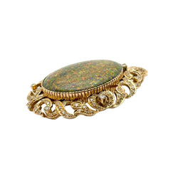 18KT gold pendant with Australian opal and natural diamonds