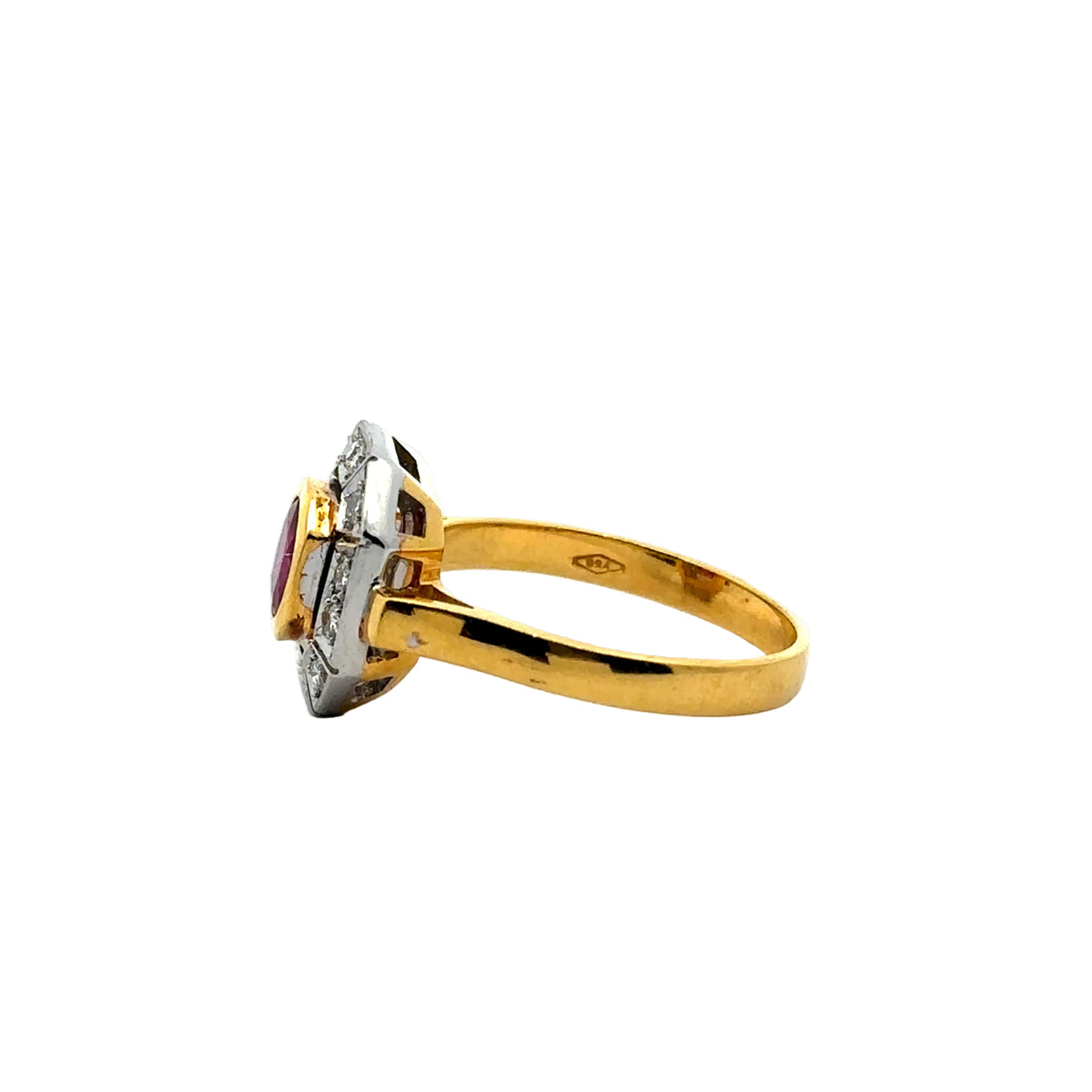 Cocktail Ring in Yellow Gold, Rubies, and Diamonds