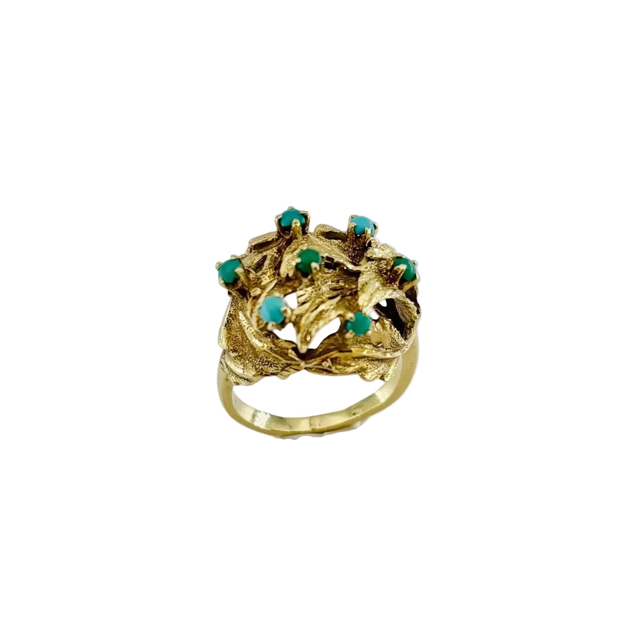 Dome Ring in Yellow Gold and Turquoise