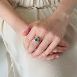 Marguerite Ring in Rose Gold, Emerald, and Diamonds