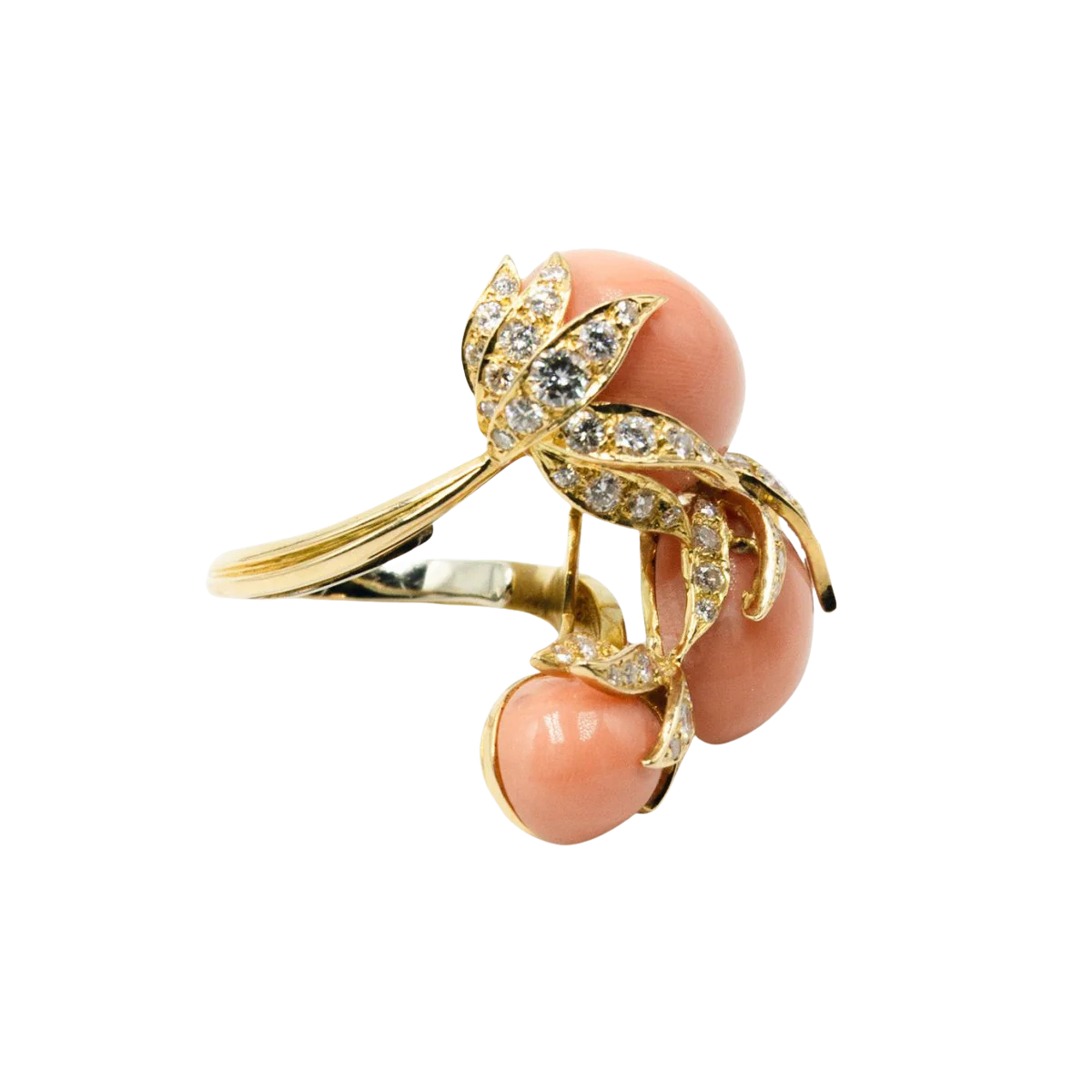 Bague FRED en or jaune, corail et diamants
