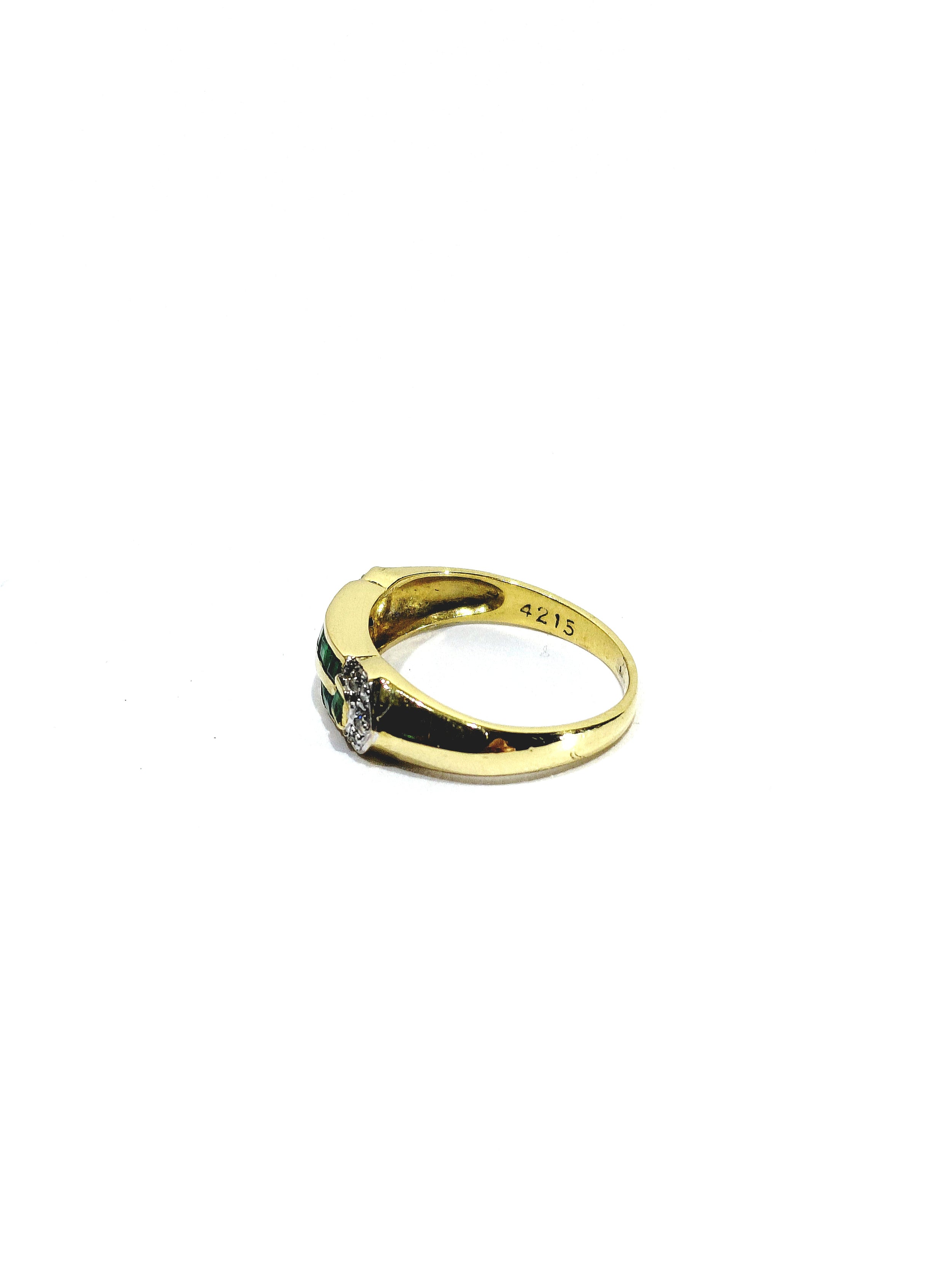 Yellow Gold Ring with Diamonds and Emeralds
