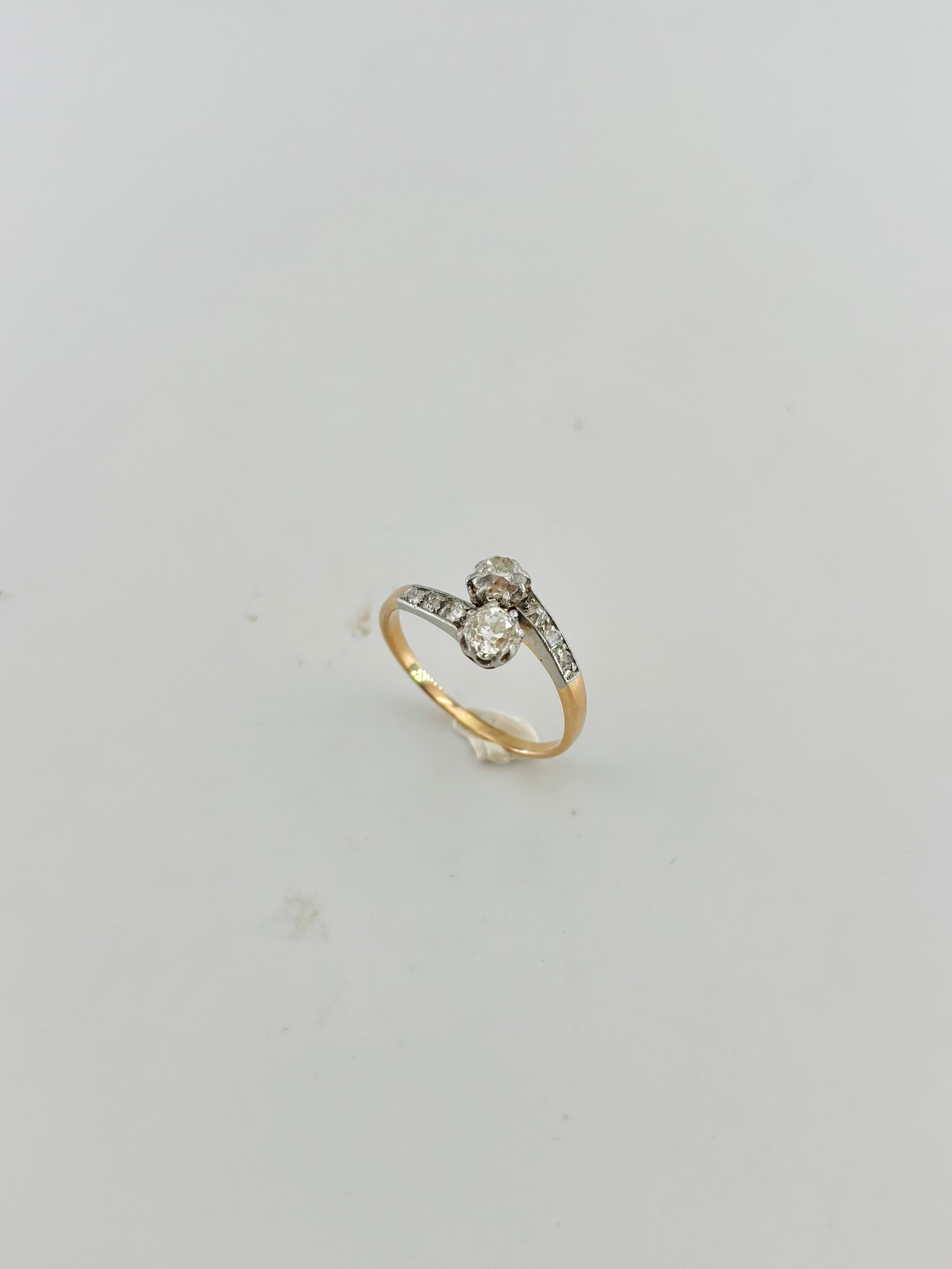 "Toi et Moi" Ring in Platinum, Yellow gold, and Diamonds