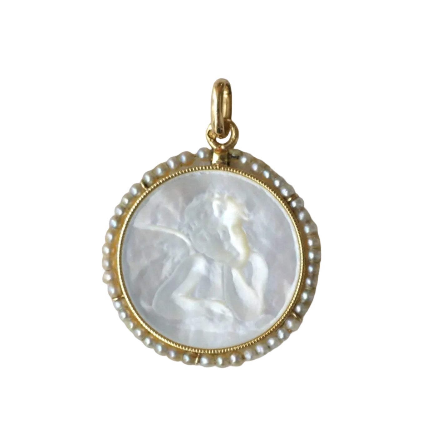 Medal in Yellow gold, Mother-of-pearl and Pearls