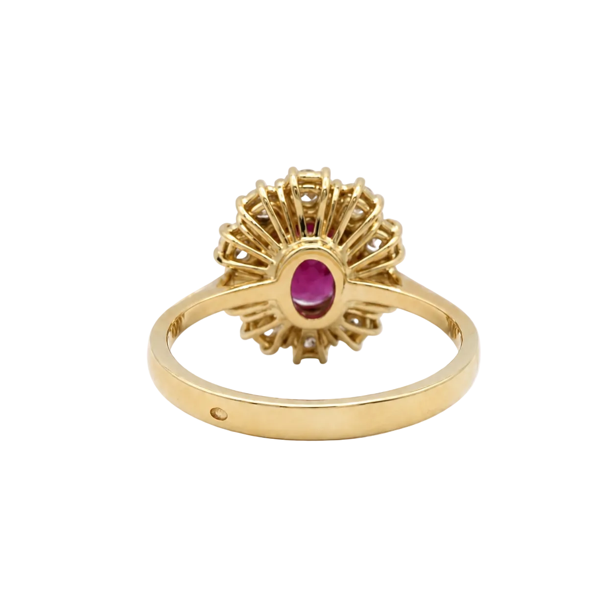 Marguerite Ring in Yellow Gold, Rubies, and Diamonds